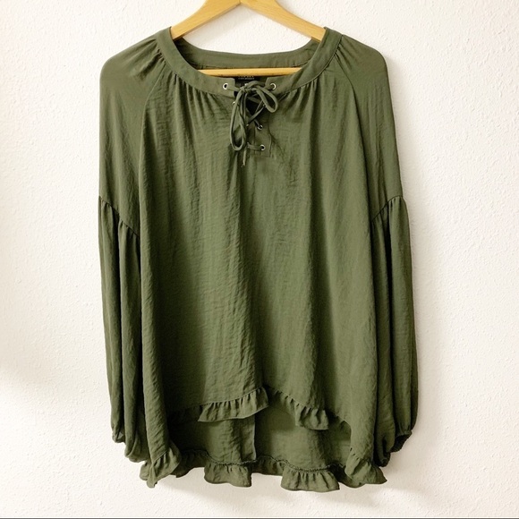 a.n.a. Boho style top.  Olive green.  X Small - Picture 1 of 4